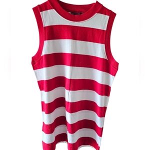 Vintage 90"S NWOT Liz Sport Red White Striped Nautical Tank Top Size L
